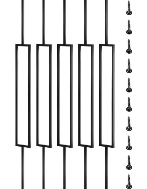 Load image into Gallery viewer, Deck Balusters, 10 Pack Metal Deck Spindles, 44"x0.5" Staircase Baluster with Screws, Iron Deck Railing for Wood and Composite Deck, Stylish Black Baluster for Outdoor Stair Deck Porch
