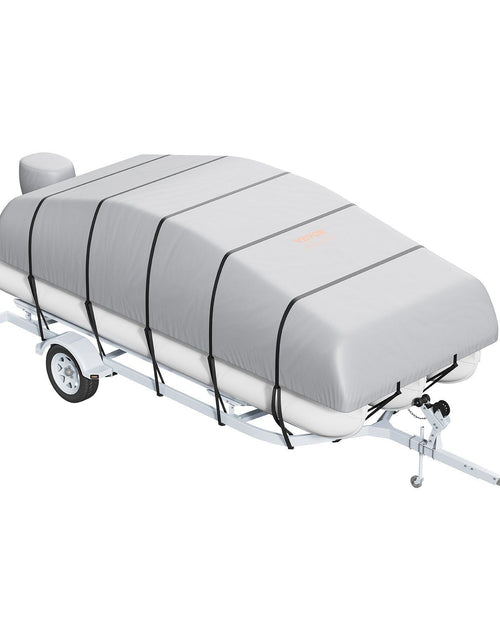 Load image into Gallery viewer, Pontoon Boat Cover, 19'-20' Waterproof Trailerable Pontoon Cover, 800D Marine Grade PU Oxford Fabric, with Motor Cover, 16 Windproof Buckle Straps, Fits for 19'-20'L, Beam Width to 96", Grey
