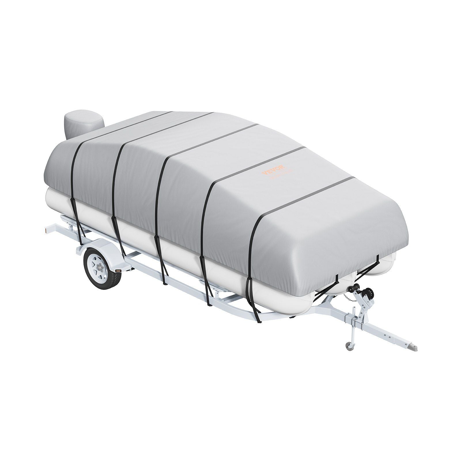 Pontoon Boat Cover, 19'-20' Waterproof Trailerable Pontoon Cover, 800D Marine Grade PU Oxford Fabric, with Motor Cover, 16 Windproof Buckle Straps, Fits for 19'-20'L, Beam Width to 96", Grey