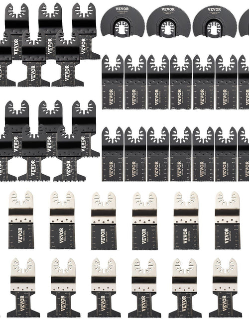 Load image into Gallery viewer, 50 PCS Oscillating Saw Blades, Quick Release Multitool Blades Kit, HCS Tool Blades for Wood Plastic Metal Nails Bolts, Compatible with Dewalt Dremel Fein Worx Bosch Makita Milwaukee
