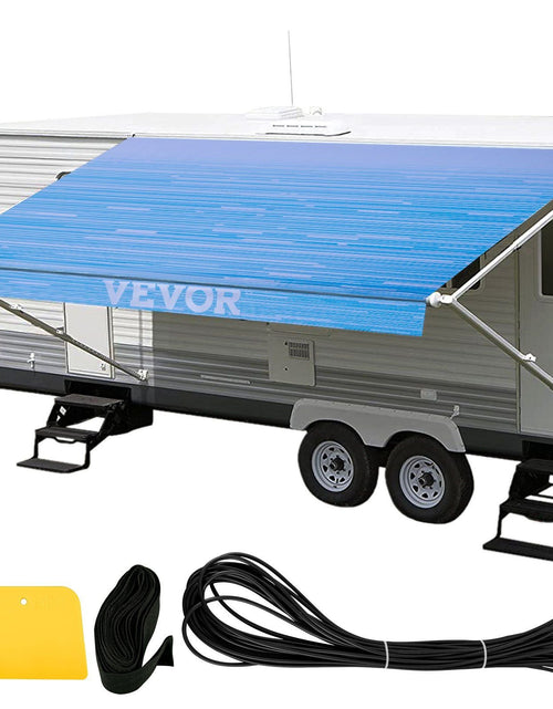 Load image into Gallery viewer, RV Awning 15' Camper Awning Fabric, Trailer Awning Canopy Patio Camping Car Awning, Durable 15oz Vinyl Roller Tube for RV, Van, SUV, Patio Awning Replacement Ocean Blue Fade
