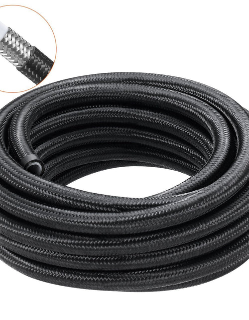 Load image into Gallery viewer, 6AN Fuel Line Kit, 25 FT Fuel Hose Kit, 5/16" Nylon Stainless Steel Braided PTFE Fuel Line Kit, E85/Oil/Gas/Diesel Hose End Fitting Kit, with 15 PCS Swivel Fitting Adapter Kit, Black

