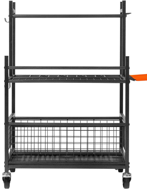 Load image into Gallery viewer, Garden Tool Organizer, 16 Slots with Hooks, Yard Tool Tower Rack with Wheels for Garage Organization and Storage, Hold Long-Handled Tool/Rake/Broom, Metal Tool Stand Holder for Shed, Outdoor

