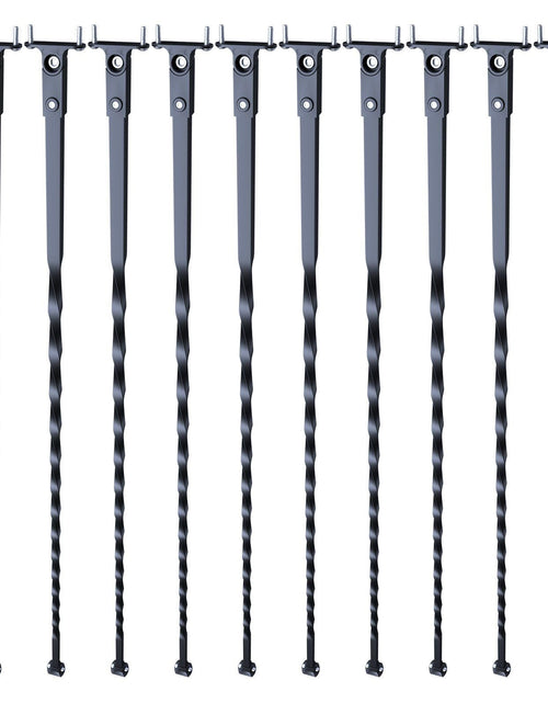 Load image into Gallery viewer, Staircase Metal Balusters, 44'' x 1/2" Galvanized Steel Decorative Banister Spindles, 10 Pack Deck Baluster with Hollow Twists, Satin Black Spiral Stair Railing with Shoes &amp; Screws
