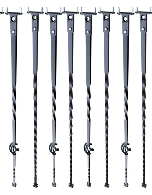 Load image into Gallery viewer, Staircase Metal Balusters, 44'' x 1/2" Galvanized Steel Decorative Banister Spindles, 10 Pack Deck Baluster with Hollow Single Baskets, Twists, Spiral Stair Railing w/ Shoes &amp; Screws
