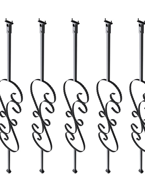 Load image into Gallery viewer, Staircase Metal Balusters, 44'' x 1/2" Galvanized Steel Decorative Banister Spindles, 5 Pack S Shape Deck Baluster, Hollow Satin Black Spiral Stair Railing with Shoes &amp; Screws
