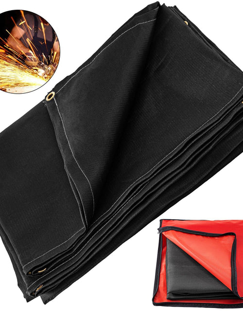 Load image into Gallery viewer, 6 x 10 Ft Welding Blanket Black Fiberglass Blanket Portable Fiberglass Fire Retardant Blanket Welding Mat Welding Fireproof Thermal Resistant Insulation With Carry Bag
