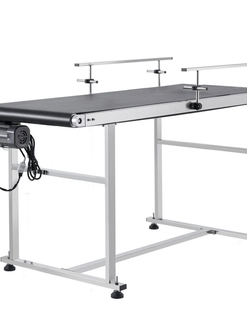 Load image into Gallery viewer, Belt Conveyor, 59 x 23.6 inch Conveyor Table, Heavy Duty Stainless Steel Motorized Belt Conveyor for Inkjet Coding Applications Powered PVC Belt Anti-Static Adjustable Speed (Double Guardrail)

