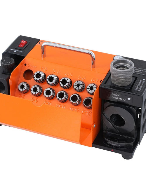 Load image into Gallery viewer, Drill Bits Sharpener, 3-13mm Drill Bits Grinder Sharpener, Lip Relief Angle &amp; 95°-135° Point Angle Adjustable Drill Bit Re-Sharpener, Portable Sharpening Machine with 11 Collets, CBN &amp; SDC Wheel
