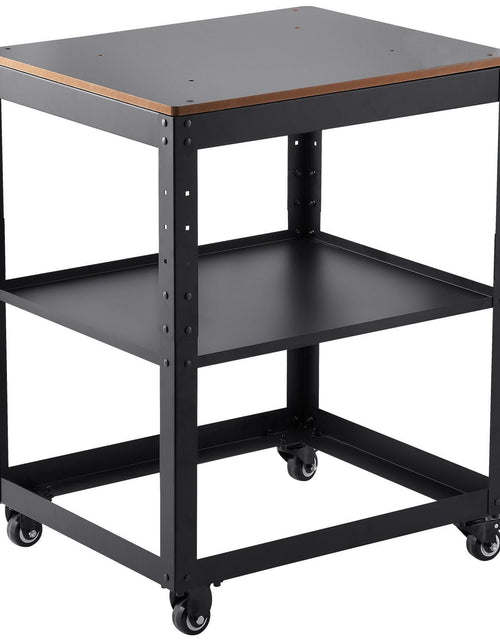 Load image into Gallery viewer, Planer Stand, 100 lbs / 45 kg heavy loads, Three-Gear Height Adjustable Thickness Planer Table,with 4 Stable Casters &amp; Storage Space, for most planers, saws, bench-top machines, power tools
