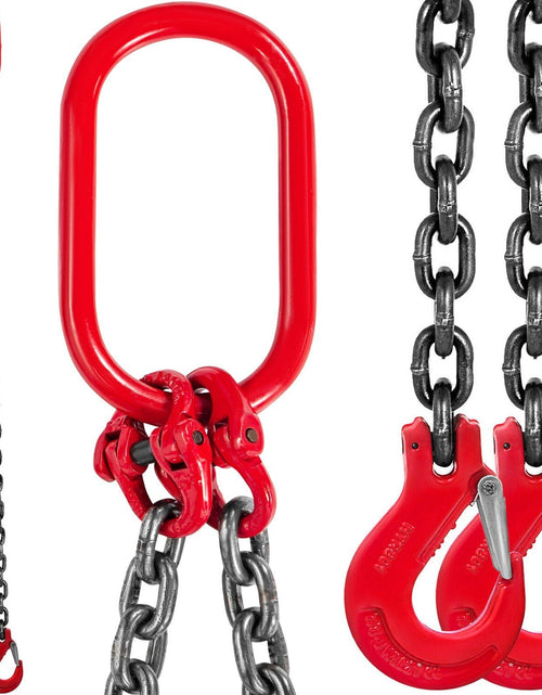 Load image into Gallery viewer, 5FT Chain Sling 3/8" x 5' Double Leg with Grab Hooks Sling Chain 4T Capacity Double Leg Chain Sling Grade80(0.375In x 5Ft Double Leg Sling)
