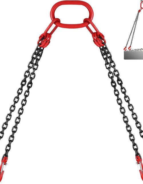 Load image into Gallery viewer, 5Ft Chain Sling 5/16 Inch X 5 Ft Engine Lift Chain G80 Alloy Steel Engine Chain Hoist Lifts 3 Ton with 4 Leg Grab Hooks
