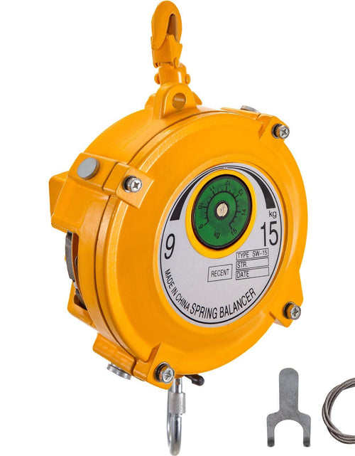 Load image into Gallery viewer, Spring Balancer 20-33lbs(9-15kg) Retractable Tool Holder 1.5m Length Tool Balancer with Hook and Wire Rope Adjustable Balancer Retractor Hanging Holding Equipment in Yellow
