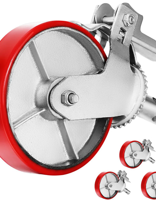 Load image into Gallery viewer, Scaffolding Wheels Set, Heavy Duty 4-Pack 8" Scaffolding Casters, with 4400 Lbs Per Set and Locking Stem Casters with Brake, Polyurethane Replacement for Scaffold, Shelves, Workbench
