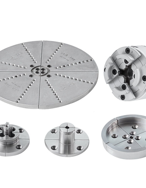 Load image into Gallery viewer, KP965 Lathe Chuck, 4-Jaw 3.75" Diameter, Metal Lathe Chuck Turning Machine Accessories with 5 Sets of Jaws, Self-centering Tool, for Precision Machining, Grinding Machines, Milling Machines
