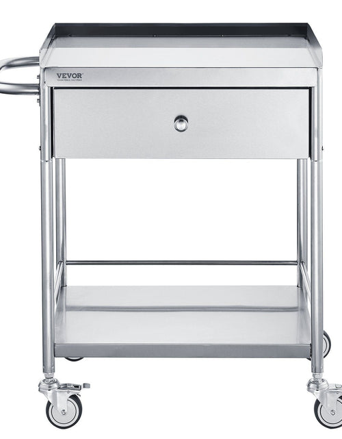Load image into Gallery viewer, Medical Cart, 2-Layer Stainless Steel Cart 220 lbs Weight Capacity, Lab Utility Cart with 360° Silent Wheels and a Drawer for Lab, Clinic, Kitchen, Salon
