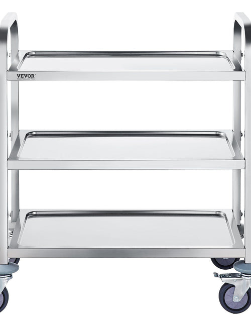 Load image into Gallery viewer, Stainless Steel Cart, 3 Layers Lab Utility Cart 400 lbs Weight Capacity, Medical Cart with Lockable Universal Wheels, for Lab, Clinic, Kitchen, Salon
