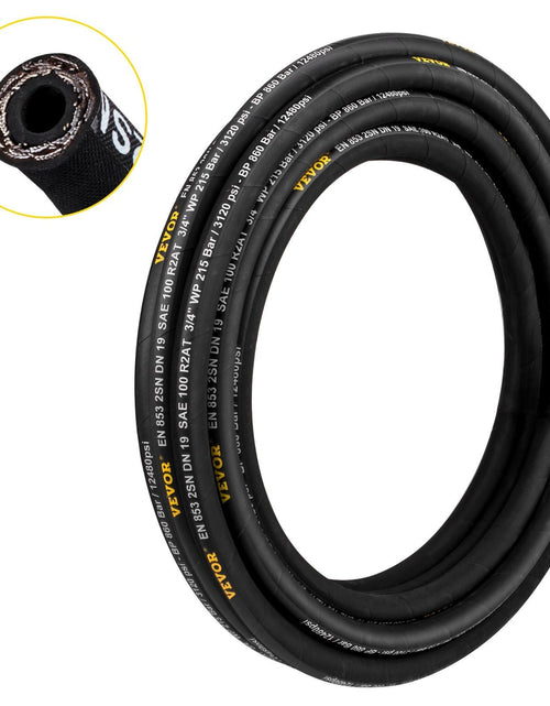 Load image into Gallery viewer, Hydraulic Hose 1/2 inch x 100 ft, Coiled Hydraulic Hose 4000 PSI, Rubber Hydraulic Hose with 2 High-Tensile Steel Wire Braid, Bulk Hydraulic Hose -20°C to 140°C, Hydraulic Oil Flexible Hose
