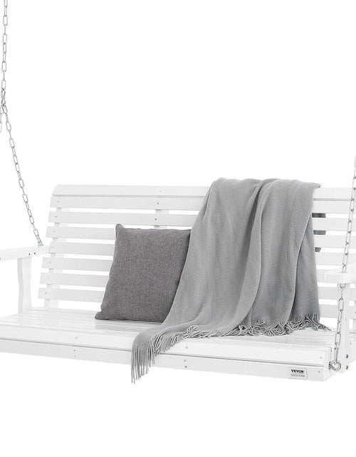 Load image into Gallery viewer, Wooden Porch Swing 5.5 ft, Patio bench swing for Courtyard &amp; Garden, Upgraded 880 lbs Strong Load Capacity, Heavy Duty Swing Chair Bench with Hanging Chains for Outdoors, White
