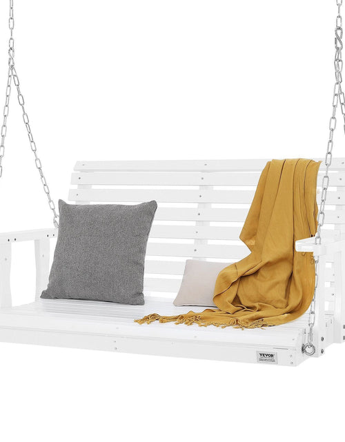 Load image into Gallery viewer, Wooden Porch Swing 4 ft, Patio bench swing for Courtyard &amp; Garden, Upgraded 880 lbs Strong Load Capacity, Heavy Duty Swing Chair Bench with Hanging Chains for Outdoors, White
