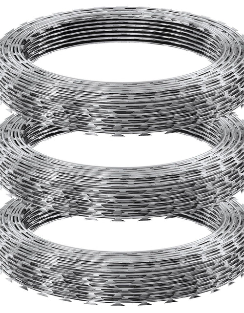 Load image into Gallery viewer, Razor Wires, 147 ft Razor Barbed Wire, 3 Rolls Razor Wire Fencing Razor Fence, Razor Ribbon Barbed Wire Galvanized Razor Wire Fence, Rolls Razor for Garden
