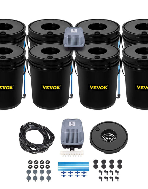 Load image into Gallery viewer, DWC Hydroponic System, 5 Gallon 8 Buckets, Deep Water Culture Growing Bucket, Hydroponics Grow Kit with Pump, Air Stone and Water Level Device, for Indoor/Outdoor Leafy Vegetables
