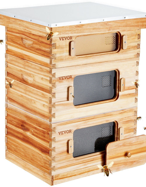 Load image into Gallery viewer, Bee Hive 30 Frame Bee Hives Starter Kit, Beeswax Coated Fir Wood, 2 Deep + 1 Medium Bee Boxes Langstroth Beehive Kit, Transparent Acrylic Windows with Foundations for Beginners Pro Beekeepers
