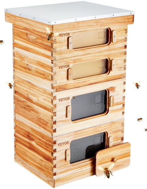 Load image into Gallery viewer, Bee Hive 40 Frame Bee Hives Starter Kit, Beeswax Coated Cedar Wood, 2 Deep + 2 Medium Bee Boxes Langstroth Beehive Kit, Transparent Acrylic Windows with Foundations for Beginners Pro Beekeepers
