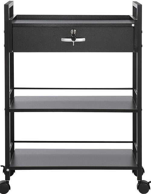 Load image into Gallery viewer, Beauty Salon Trolley Cart, 3-Tier Hair Salon Stations Cabinet for Stylist with Lockable Drawer, MDF Rolling Storage Station with 4 Wheels (2 Lockable) for Beauty SPA Barbershop Tattoo
