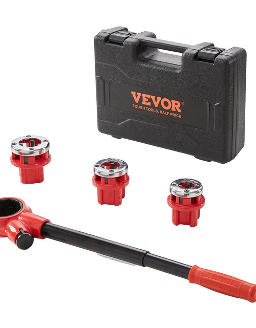 Load image into Gallery viewer, Ratchet Pipe Threader Kit, 1/2" NPT, 3/4" NPT, 1" NPT Manual Ratcheting Pipe Threader, Portable Pipe Threading Tool Set with 3PCS NPT Dies, Storage Case for Galvanized Aluminum Iron Copper Pipes
