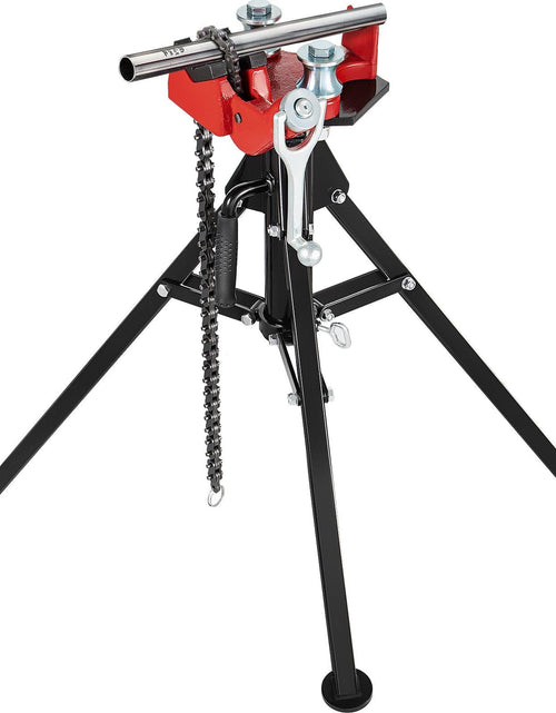 Load image into Gallery viewer, Tripod Pipe Chain Vise, 1/8"-5" Pipe Capacity, 36.4' Length Chain Vise Stand with Portable Folding Steel Legs, for Grabbing, Supporting and Bending Pipes in Factory, Workshop and Home
