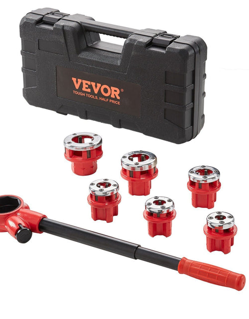 Load image into Gallery viewer, Ratchet Pipe Threader Kit, 1/4" NPT - 1-1/4" NPT Manual Ratcheting Pipe Threader, Portable Pipe Threading Tool Set with 6PCS NPT Dies, Storage Case for Galvanized Aluminum Iron Copper Pipes
