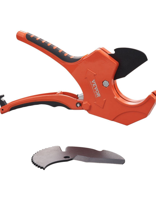 Load image into Gallery viewer, PVC Pipe Cutter, 0-2-1/2" O.D. Ratcheting PVC Pipe Cutter, Heavy Duty Tube Cutting Tool with Spare SK5 Blade for PVC, CPVC, PP-R, PEX, PE, Rubber Hoses
