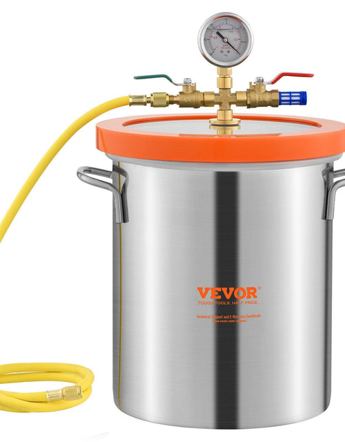 Load image into Gallery viewer, 3 Gallon Vacuum Chamber, Upgraded Tempered Glass Lid Vacuum Degassing Chamber, 304 Stainless Steel Chamber, for Stabilizing Wood, Resin Degassing, Silicone Degassing and Plaster Degassing
