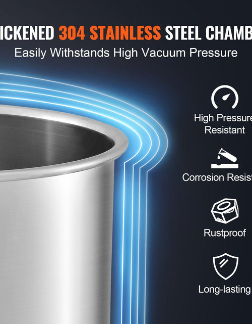 Load image into Gallery viewer, 5 Gallon Vacuum Chamber, Upgraded Tempered Glass Lid Vacuum Degassing Chamber, 304 Stainless Steel Chamber, for Stabilizing Wood, Resin Degassing, Silicone Degassing and Plaster Degassing
