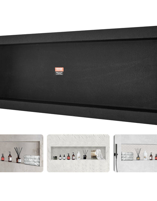 Load image into Gallery viewer, Shower Niche Ready for Tile 16" x 50", Single Shelf Organizer, Square Corners Wall-inserted Niche Recessed, Sealed Protection Modern Soap Storage Niche for Shower Bathroom, Black
