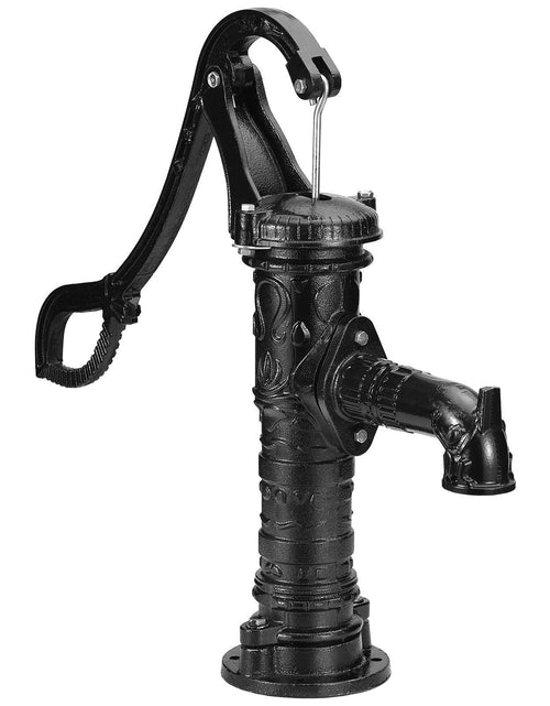 Load image into Gallery viewer, Antique Hand Water Pump 14.6 x 5.9 x 25.6 inch Pitcher Pump w/Handle Cast Iron Well Pump w/ Pre-set 0.5" Holes for Easy Installation Old Fashion Pitcher Hand Pump for Yard Ponds Garden Black
