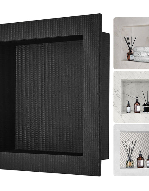 Load image into Gallery viewer, Shower Niche Ready for Tile 16" x 16", Single Shelf Organizer, Square Corners Wall-inserted Niche Recessed, Sealed Protection Modern Soap Storage Niche for Shower Bathroom, Black
