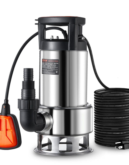 Load image into Gallery viewer, 1HP Sump Pump, 4020GPH, 30FT Lift Stainless Steel Submersible Sludge Pump with 26FT Power Cord Automatic ON/OFF Float Switch, Drain Clean/Dirty Water for Basement Flood Pool Pond Garden Hot Tub

