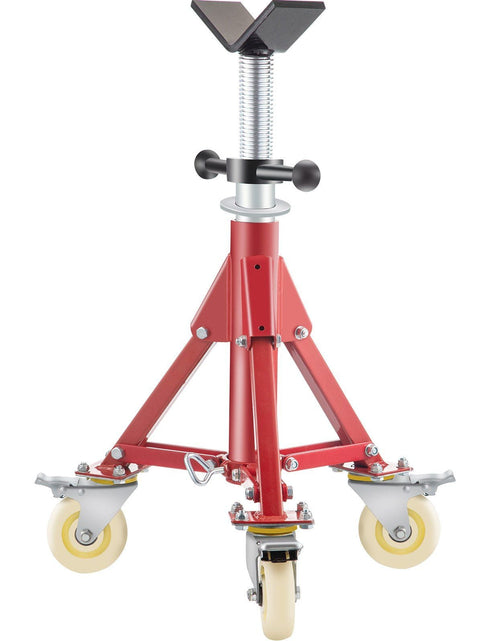 Load image into Gallery viewer, Pipe Stand, Pipe Jack Stand, V Head Pipe Stand Adjustable Height 20-37 Inch, Pipe Jack Stands with Casters 882 LB, Folding Portable Pipe Stands 1/8 to 12 Inch Pipe Supporting, Steel Jack Stand
