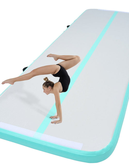 Load image into Gallery viewer, Gymnastics Air Mat, 4 inch Thickness Inflatable Gymnastics Tumbling Mat, Tumble Track with Electric Pump, Training Mats for Home Use/Gym/Yoga/Cheerleading/Beach/Park/Water, 10 ft, Mint Green
