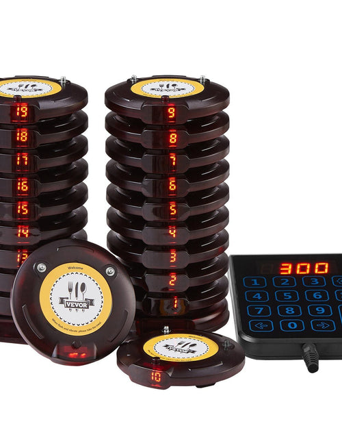 Load image into Gallery viewer, Restaurant Pager System, Wireless 500m Long Range Lineup Waiting Queue Signal, Guest Customer Calling Beepers with Vibration &amp; Flashing, 20 Buzzers for Food Truck, Church, Nursery, Hospital
