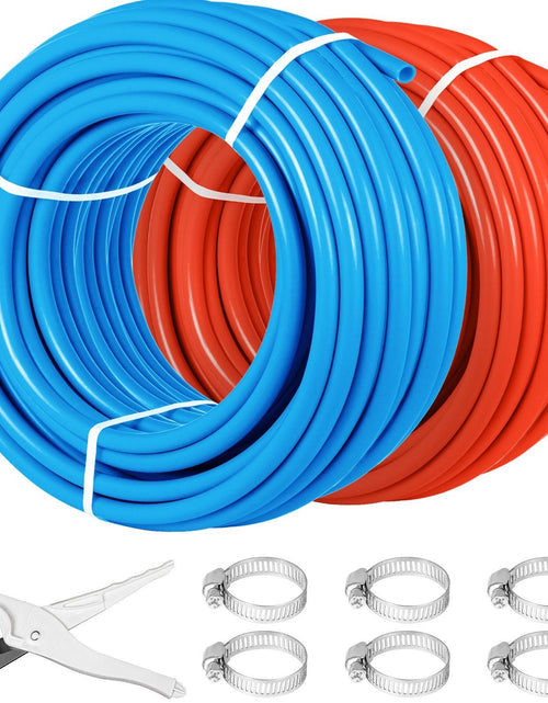 Load image into Gallery viewer, PEX Tubing Oxygen Barrier - 2 Rolls of 1/2 Inch X 300 Feet Tube Coil - EVOH PEX-B Pipe for Residential Commercial Radiant Floor Heating Pex Pipe (1/2" O2-Barrier, 2x300Ft/Red+Blue)
