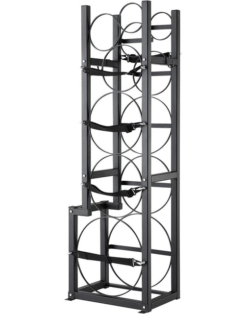 Load image into Gallery viewer, Refrigerant Tank Rack, with 1 x 50lb, 2 x 30lb and Other 3 Small Bottle Tanks, Cylinder Tank Rack 15.55x12.99x49.8 in, Refrigerant Cylinder Rack and Holders for Freon, Gases, Oxygen, Nitrogen
