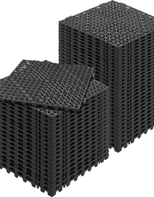 Load image into Gallery viewer, Interlocking Tile 50PCS Black, Drainage Tiles 12" x 12" Splicing, Soft PVC Interlocking Drainage Floor Tiles, Non-Slip Drainage Holes for Restroom, Bathroom, Kitchen, Pool, Wet Areas

