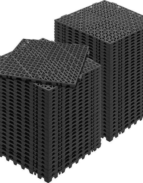 Load image into Gallery viewer, Interlocking Tile 55PCS Black, Drainage Tiles 12" x 12" Splicing, PVC Interlocking Drainage Floor Tiles, Non-Slip Drainage Holes for Restroom, Bathroom, Kitchen, Pool, Wet Areas
