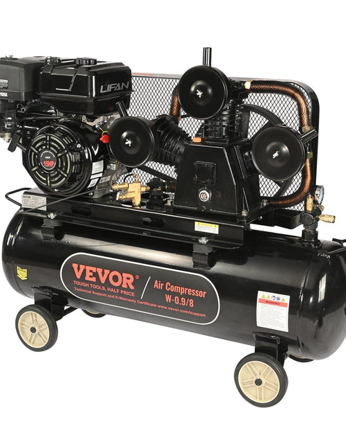 Load image into Gallery viewer, 15HP Gas Powered Air Compressor, 30 Gallon Horizontal Air Compressor Tank, 33CFM@115PSI Gas Driven Piston Pump Air Compressed System with 115PSI Max Pressure for Construction Sites Workshop
