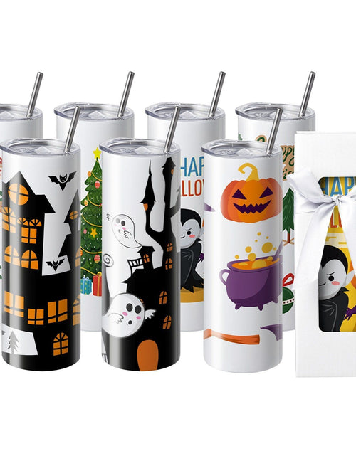 Load image into Gallery viewer, 12 Pack Sublimation Tumblers 20oz Skinny Straight, Stainless Steel Sublimation Tumblers Blank, Stainless Steel Double Wall Tumbler for Heat Transfer Customized Gifts with Lid and Straw, Gift Box

