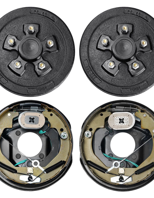 Load image into Gallery viewer, Trailer Hub Drum Kits 5 on 4.5" B.C. with 10" x 2-1/4" Electric Brakes, Self-Adjusting Trailer Brake Assembly for 3500 lbs Axle, 4-Hole Mounting, Backing Plates for Brake System Part Replacement
