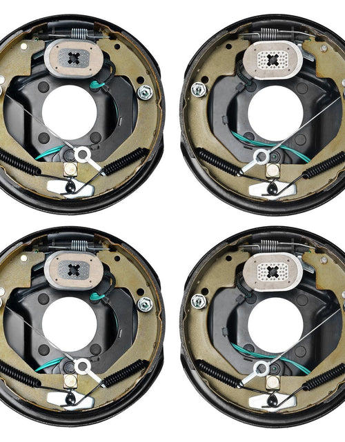 Load image into Gallery viewer, Electric Trailer Brake Assembly, 10" x 2-1/4", 2 Pairs Self-Adjusting Electric Brakes Kit for 3500 lbs Axle, 4-Hole Mounting, Backing Plates for Brake System Part Replacement (2 Right + 2 Left)

